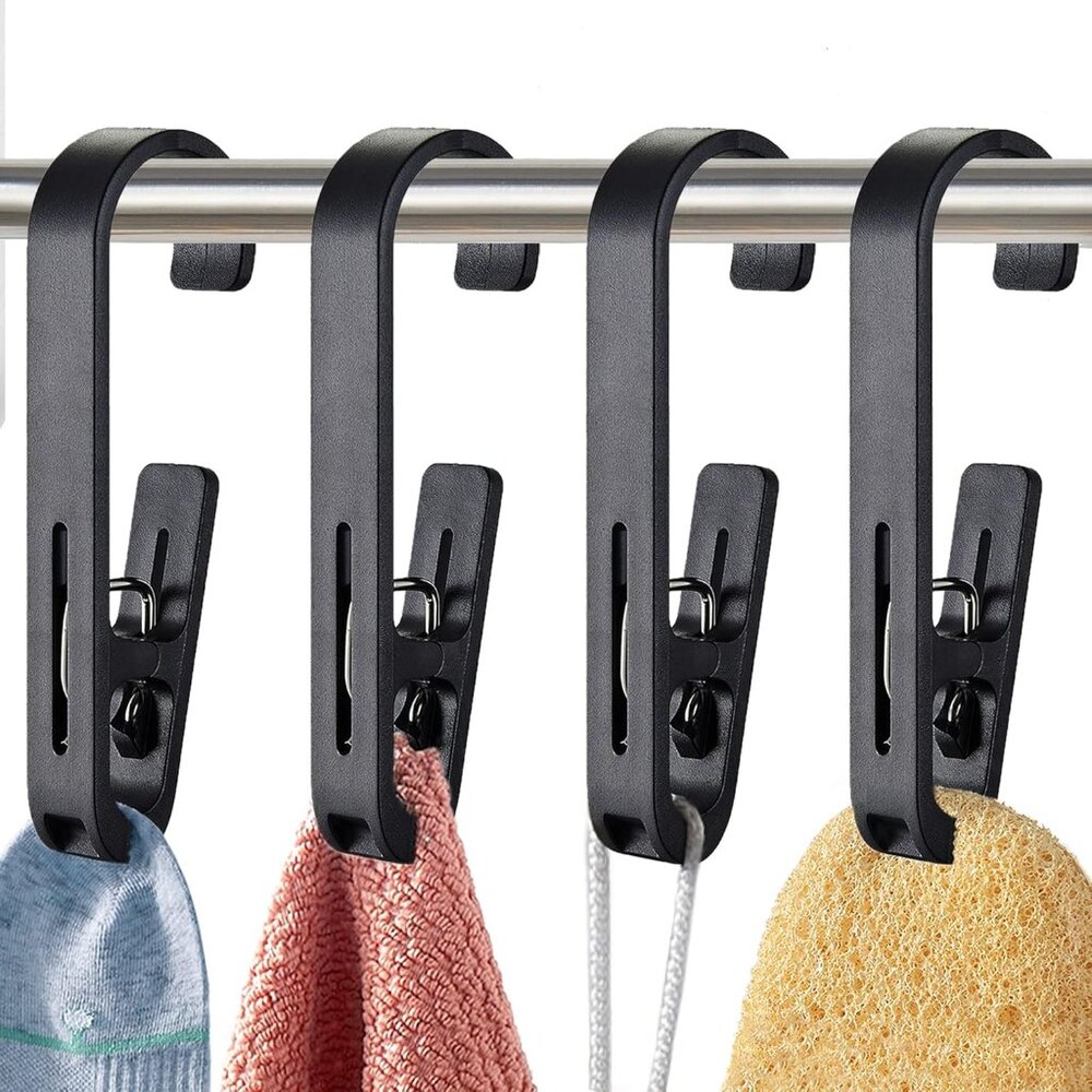 Laundry Hooks with Clips Hanger Closet Organizer Clamps Socks Boot Bras Towels f